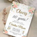 Cheers tot 80 jaar Chic Damas 80th Birthday Party Kaart<br><div class="desc">Uitnodiging voor oudere verjaardagsfeestjes - kan voor elke leeftijd worden aangepast. In onze Zazzle-winkel vind je ook overeenkomende inserts,  borden,  games en decoraties. Als je op zoek bent naar een specifiek object,  kun je contact met ons opnemen.</div>