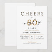 Cheers tot 80 jaar elegante moderne schoolverjaard kaart (Voorkant / Achterkant)