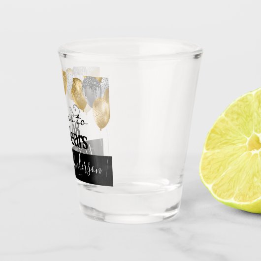 Cheers tot 80 jaar gepersonaliseerde Birthday Shot Shot Glas (Rechts)