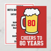 Cheers tot 80 jaar voor de 80e partijuitnodiging kaart (Voorkant / Achterkant)