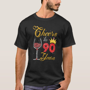 Cheers tot 90 jaar 1932 90th Birthday Wine Diamond T-shirt