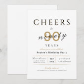 Cheers tot 90 jaar elegante moderne schoolverjaard kaart (Voorkant / Achterkant)