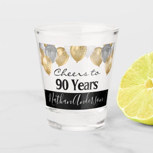 Cheers tot 90 jaar gepersonaliseerde Birthday Shot Glas (Voorkant)