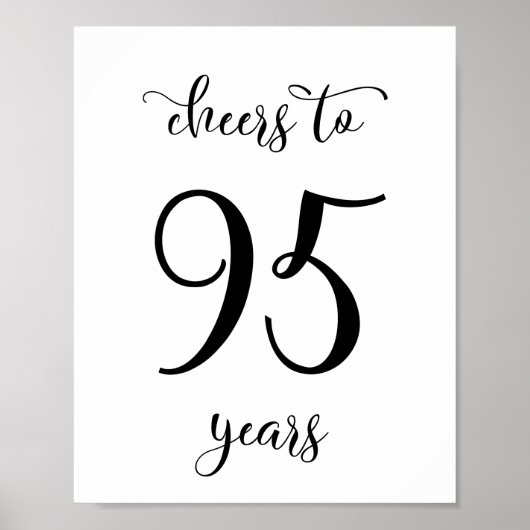Cheers tot 95 jaar verjaardagsbord poster (Voorkant)
