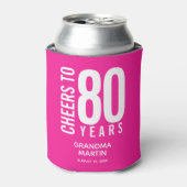 Cheers tot Birthday Years Hot Pink Blikjeskoeler (Blikje Voorkant)