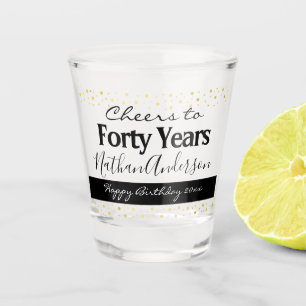 Cheers tot veertig jaar gepersonaliseerd op zondag shot glas