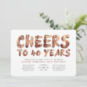 Cheers tot veertig jaar oud roos goud kaart (Staand voorkant)