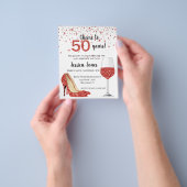 Cheers tot vijftig jaar Rode glitter-wijn nodigt u Flyer (Hand)