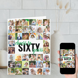 Cheers tot zestig jaar Foto Collage 60e verjaardag Kaart