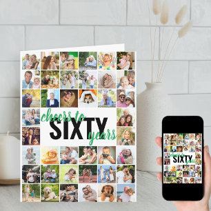Cheers tot zestig jaar Foto Collage 60e verjaardag Kaart
