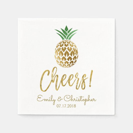 Cheers Tropical Hawaiian Pineapple Wedding White Servetten (Voorkant)