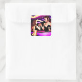 Cheers | Twee Vrouw Toasting Vierkante Sticker (Tas)