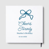 Cheers twenty blue birthday bow name date boho ret gastenboek (Achterkant)