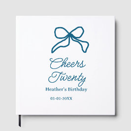 Cheers twenty blue birthday bow name date boho ret gastenboek