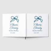 Cheers twenty blue birthday bow name date boho ret gastenboek (Volledig)