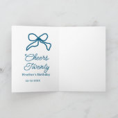 Cheers twenty blue birthday bow name date boho ret kaart (Binnen)