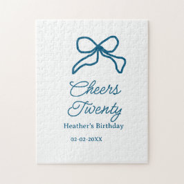 Cheers twenty blue birthday bow name date boho ret legpuzzel
