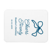 Cheers twenty blue birthday bow name date boho ret magneet (Horizontaal)