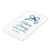 Cheers twenty blue birthday bow name date boho ret magneet (Linkerzijde)
