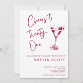 Cheers Twenty One Cherry Red Martini 21e verjaarda Kaart (Voorkant)