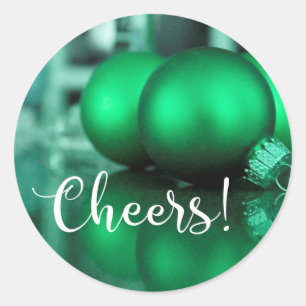 Cheers Typografie Groen Getinte Versieringen Foto Ronde Sticker