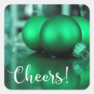 Cheers Typografie Groen Getinte Versieringen Foto Vierkante Sticker