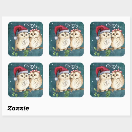 Cheers uit de kerstboompaars vierkante sticker (Vel)