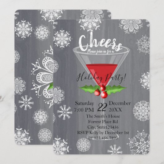Cheers - Uitnodiging voor feestelijke cocktail (Voorkant / Achterkant)