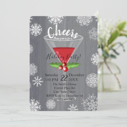 Cheers - Uitnodiging voor feestelijke cocktail (Staand voorkant)