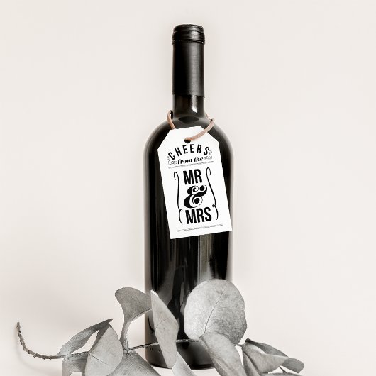 Cheers van Mr & Mrs Wedding Wine Liquor Favor Cadeaulabel