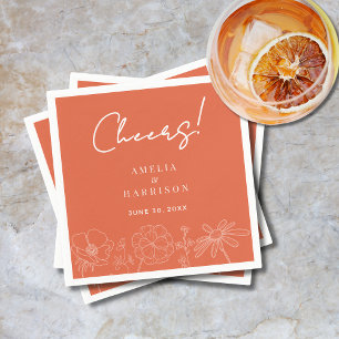 Cheers Verona Sunset Elegante Oranje Bloemen Huwel Servet