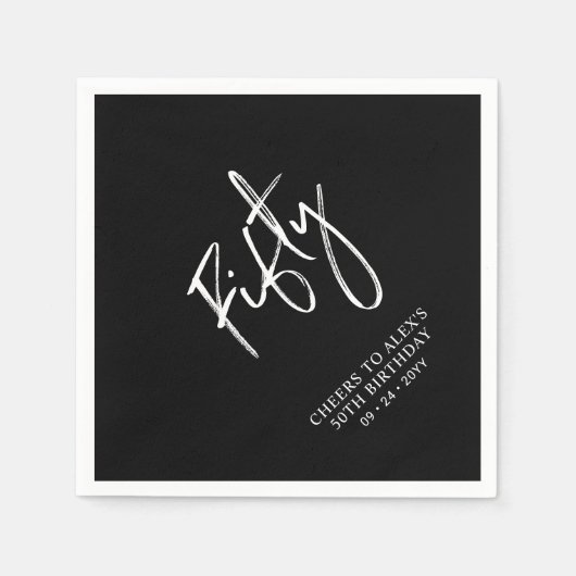 Cheers vijftig | Moderne volwassen 50e verjaardag Servet (Voorkant)