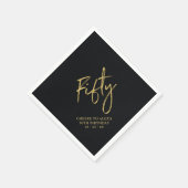 Cheers vijftig | Moderne zwarte 50e verjaardag Servet (Hoek)