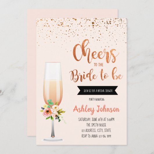 Cheers voor de bruid om partij te zijn kaart (Voorkant / Achterkant)