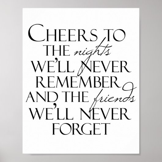 Cheers voor de nacht die we nooit zullen onthouden poster (Voorkant)