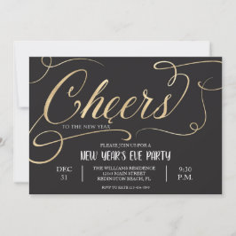 Cheers voor het nieuwe jaar Elegant Script Black Kaart