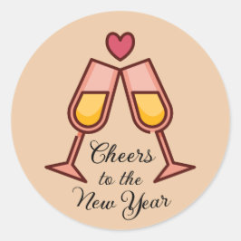 Cheers voor het nieuwe jaar ronde sticker