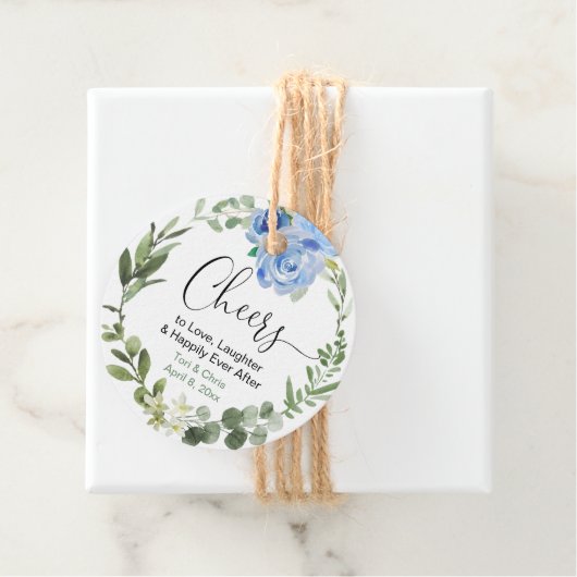 Cheers Vrijgezellenfeest groen blauw bloemen Bedankjes Labels (In situ)