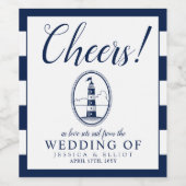 Cheers! Vuurtoren van het strand | Trouwthema Wijn Etiket (Enkel label)