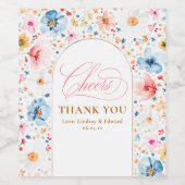 Cheers Waterverf Wildflower Arch Wedding Favors Wijn Etiket (Enkel label)