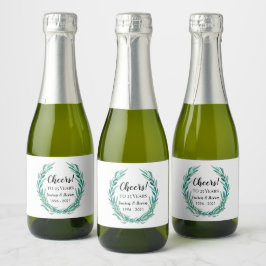 Cheers! Wedding Aniversary bottle label greenery Sparkling Wijnetiket