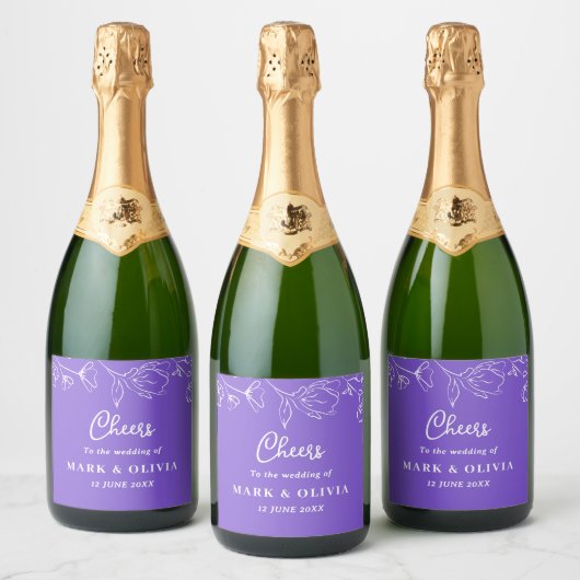 Cheers Wedding Design – Aangepaste namen en tijd Sparkling Wijnetiket (Flessen)