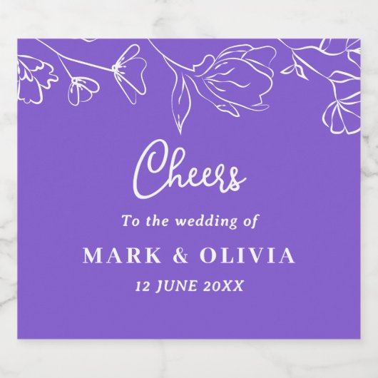 Cheers Wedding Design – Aangepaste namen en tijd Sparkling Wijnetiket (Enkel label)