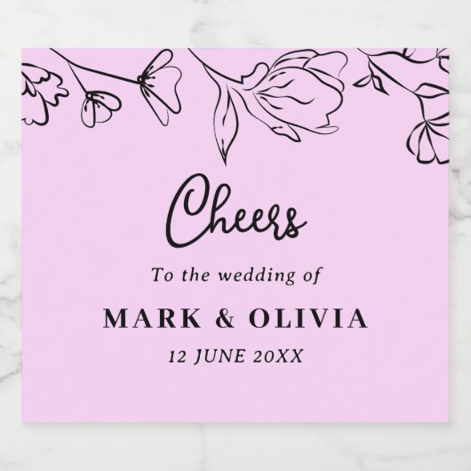 Cheers Wedding Design – Custom Names & Time Sparkling Wijnetiket (Enkel label)