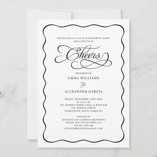Cheers Wedding Engagement Party Wavy Lijst Kaart (Voorkant)