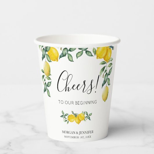 Cheers Wedding Lemons Tableware decor Papieren Bekers (Achterkant)