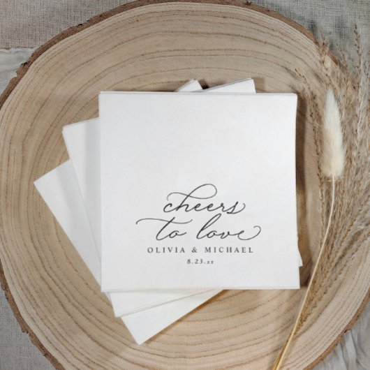 Cheers Wedding Napkins Elegant Black and White Servet