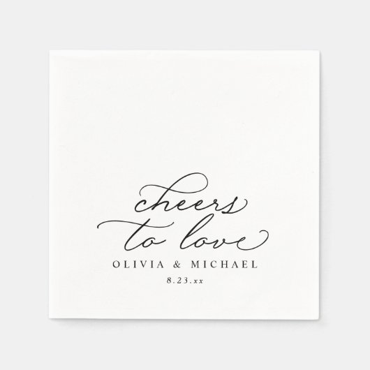 Cheers Wedding Napkins Elegant Black and White Servet (Voorkant)