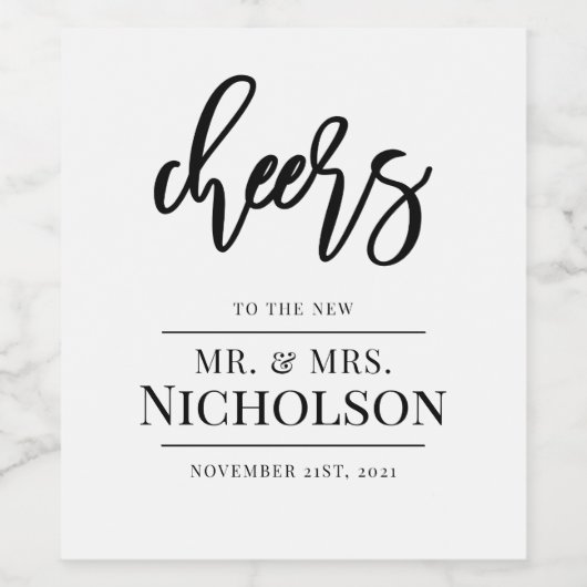 Cheers Wedding Wijn Etiket (Enkel label)