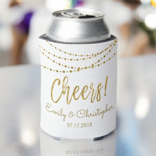 Cheers White en Gold Foil String Lights Blikjeskoeler